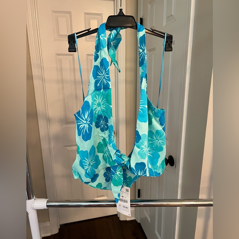 Zara Floral Tie Front Halter